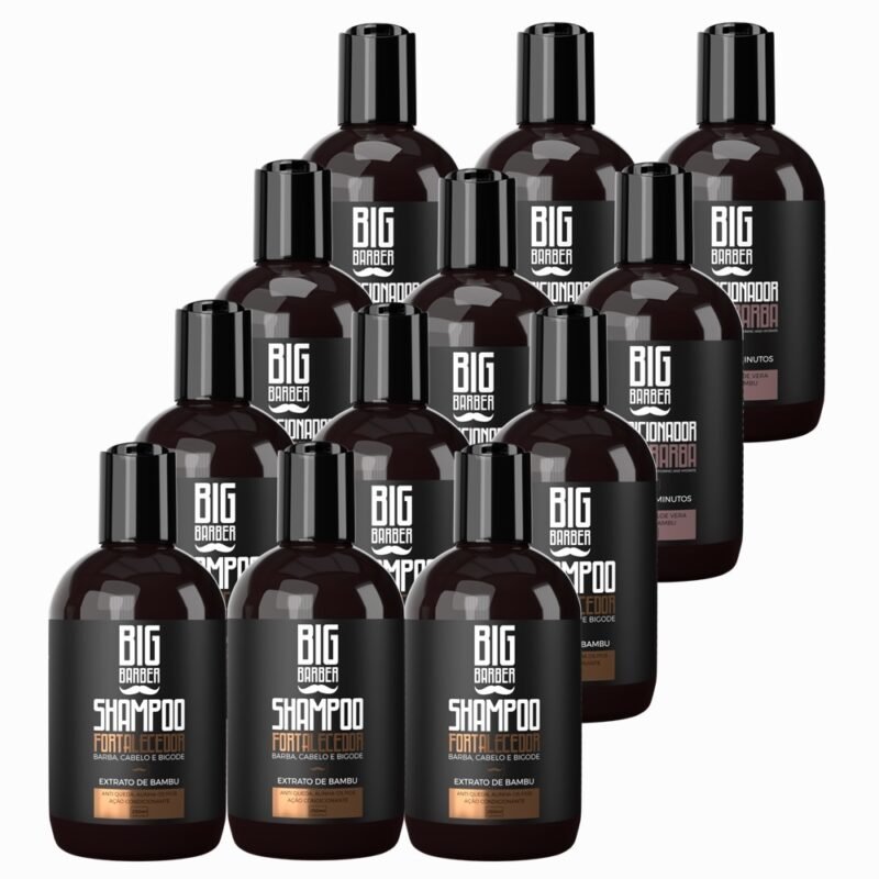 Kit Shampoo Fortalecedor + Condicionador Para Barba Big Barber 250ml Caixa Com 10 Unidades