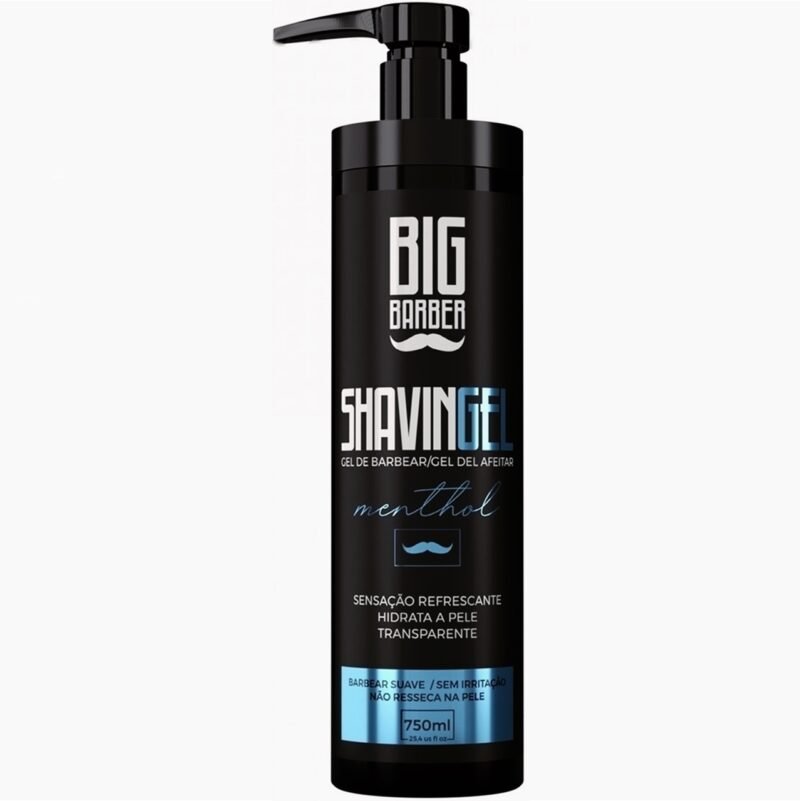 Kit Shaving Gel De Barbear Big Barber Lemon + Menthol 750ml Caixa Com 8 Unidades - Imagem 3