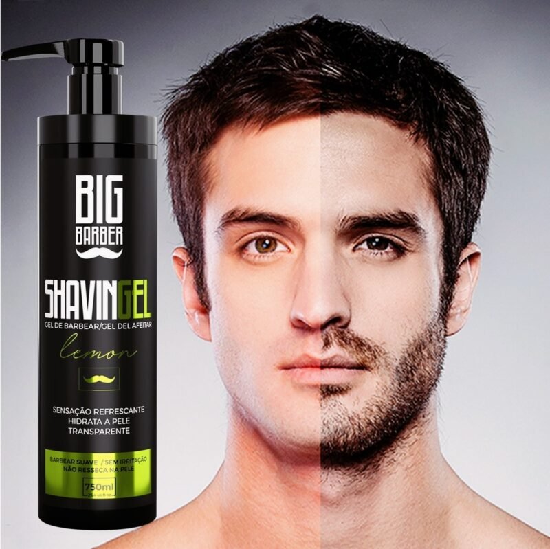 Kit Shaving Gel De Barbear Big Barber Lemon + Menthol 750ml Caixa Com 8 Unidades - Imagem 4
