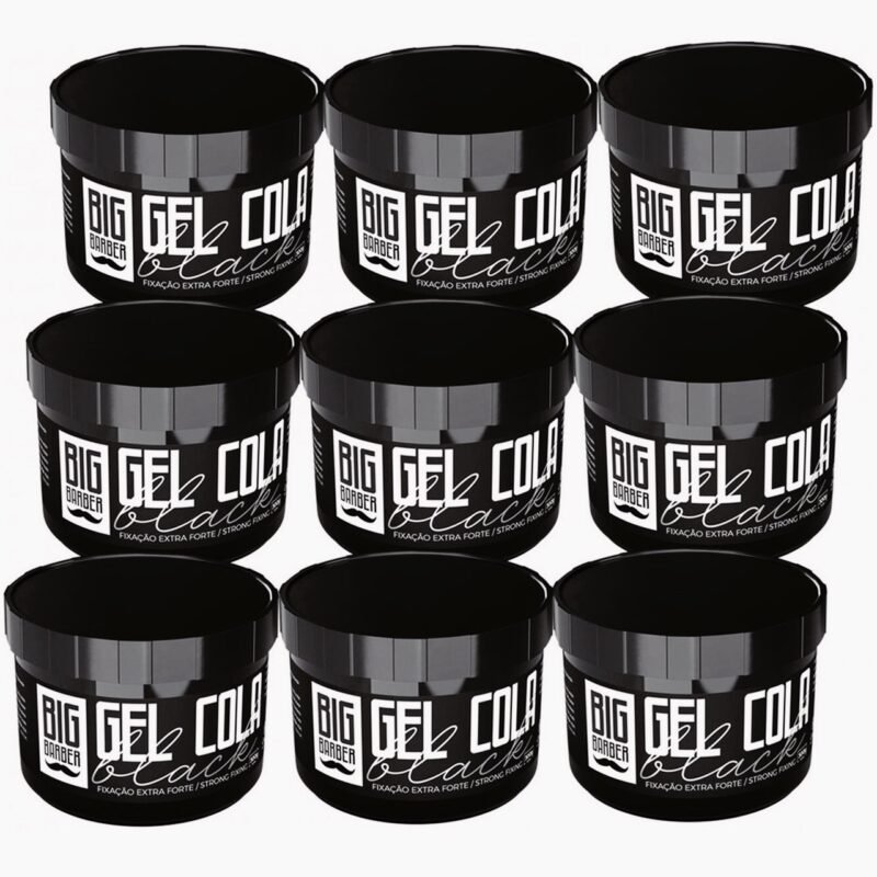 Gel Cola Black Big Barber 300g Pigmentado Caixa Com 9 Unidades