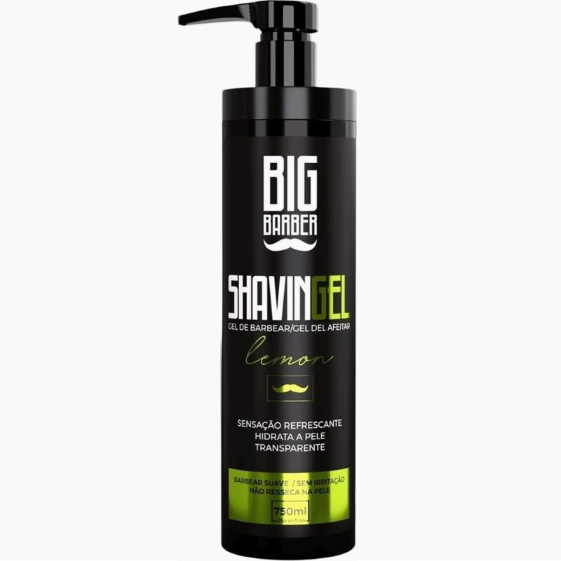Kit Shaving Gel De Barbear Big Barber Lemon + Menthol 750ml Caixa Com 2 Unidades - Imagem 2