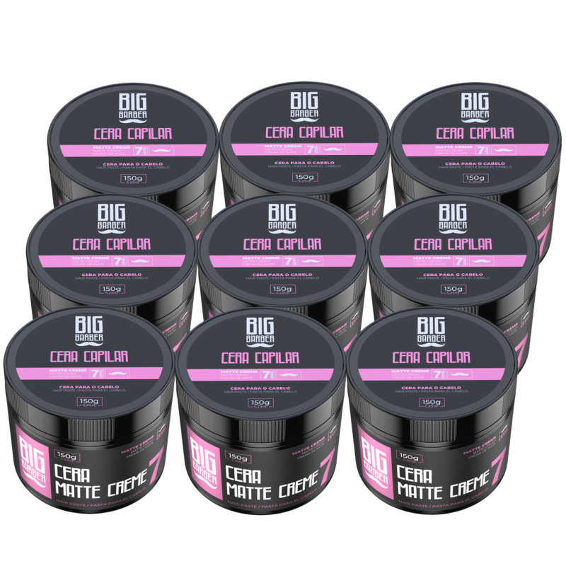 Cera Capilar Matte Creme Big Barber 150g Level 7 Caixa Com 9 Unidades
