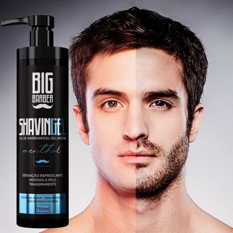 Kit Shaving Gel De Barbear Big Barber Lemon + Menthol 750ml Caixa Com 8 Unidades - Imagem 5