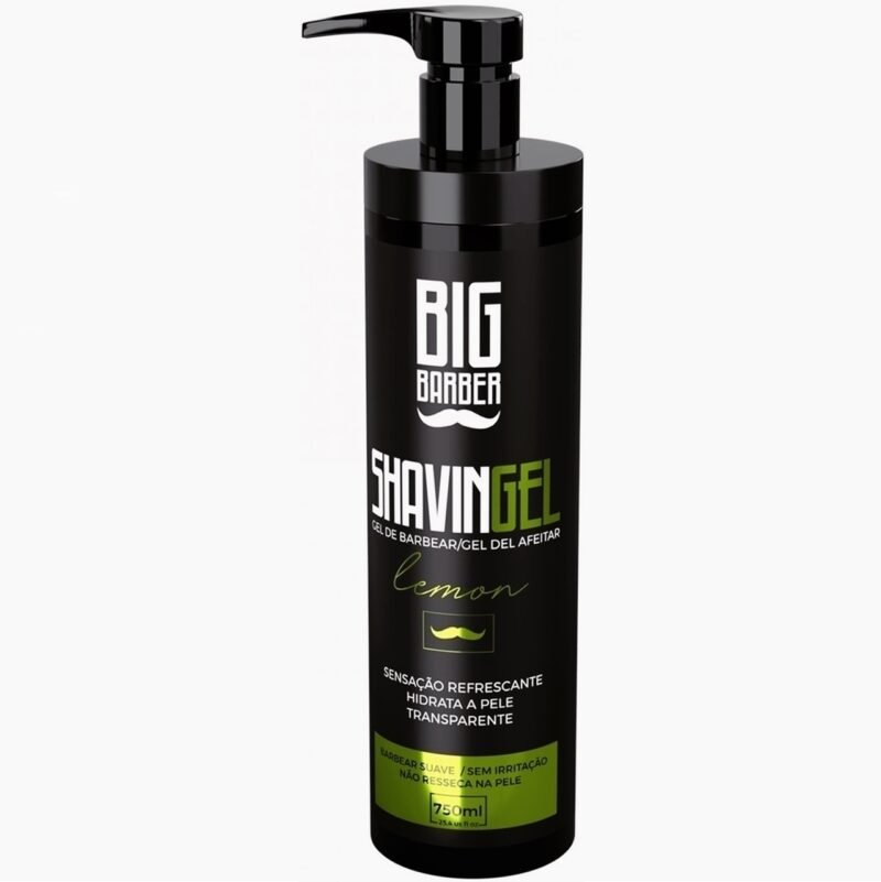 Kit Shaving Gel De Barbear Big Barber Lemon + Menthol 750ml Caixa Com 8 Unidades - Imagem 6