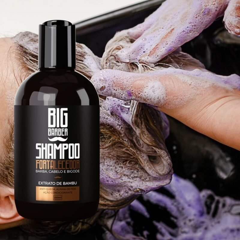 Kit Shampoo Fortalecedor + Condicionador Para Barba Big Barber 250ml Caixa Com 8 Unidades - Image 3