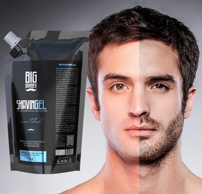 Shaving Gel De Barbear Big Barber Refil 1Kg Menthol Profissional - Imagem 2
