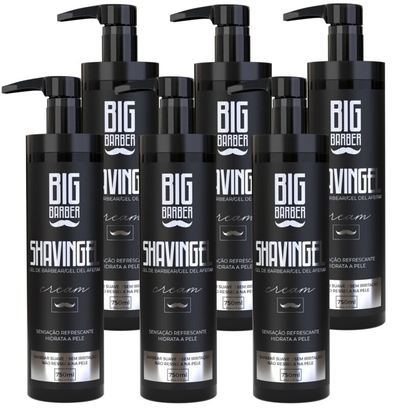 Shaving Gel De Barbear Big Barber 750ml Cream Caixa Com 6 Unidades