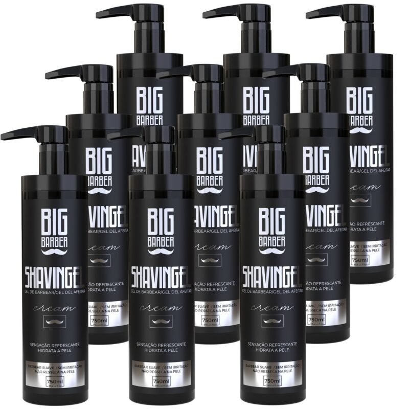 Shaving Gel De Barbear Big Barber 750ml Cream Caixa Com 9 Unidades