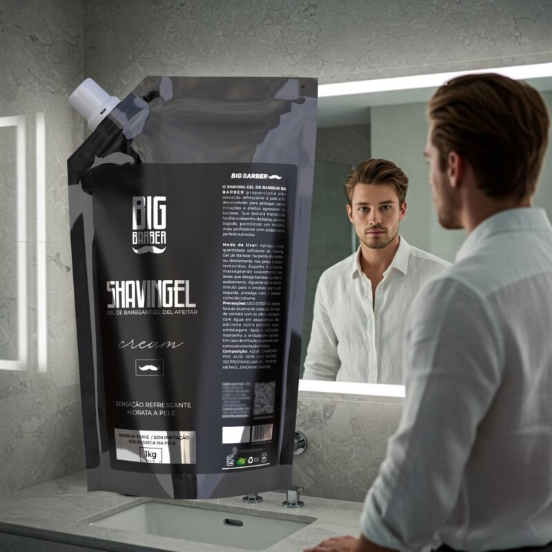 Shaving Gel De Barbear Big Barber Refil 1Kg Cream Profissional - Imagem 2