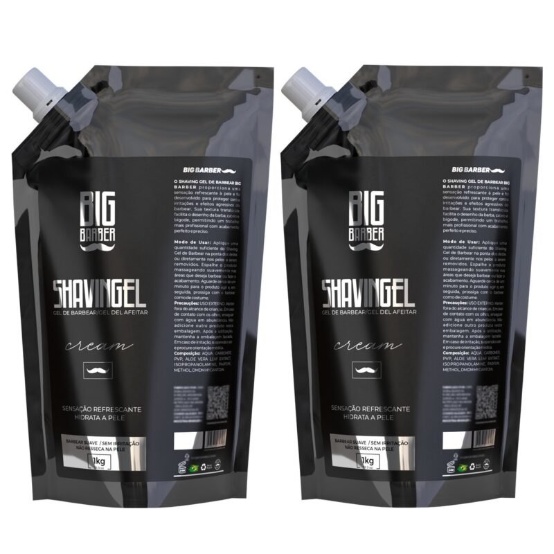 Shaving Gel De Barbear Big Barber Refil 1Kg Cream Caixa Com 2 Unidades