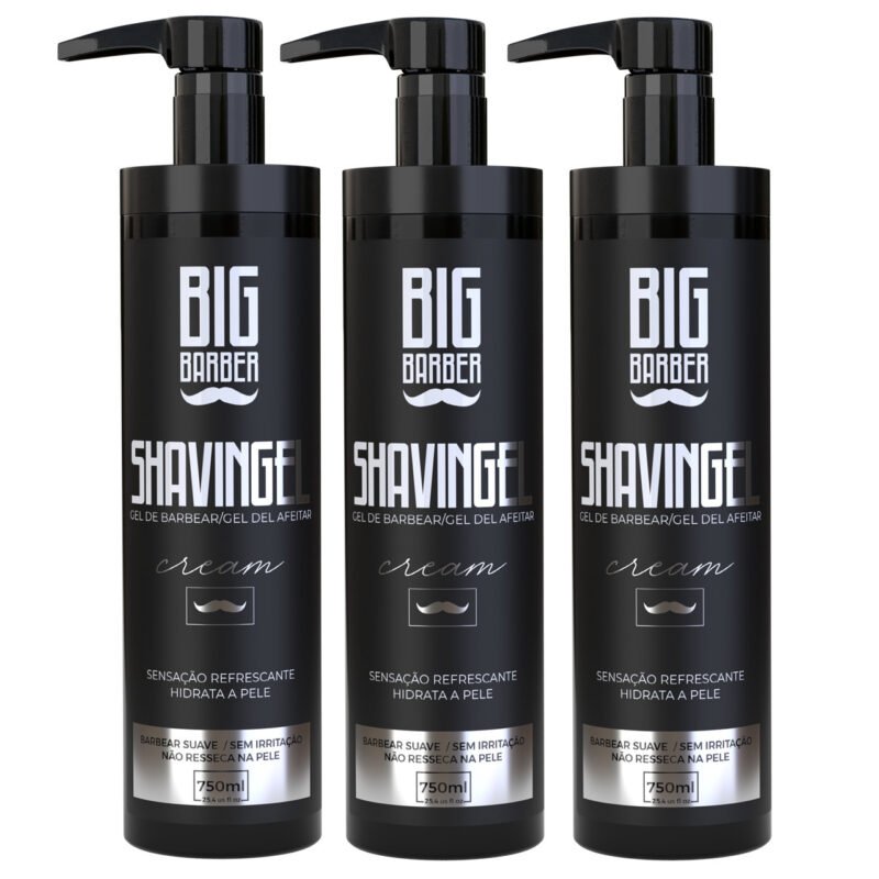 Shaving Gel De Barbear Big Barber 750ml Cream Caixa Com 3 Unidades