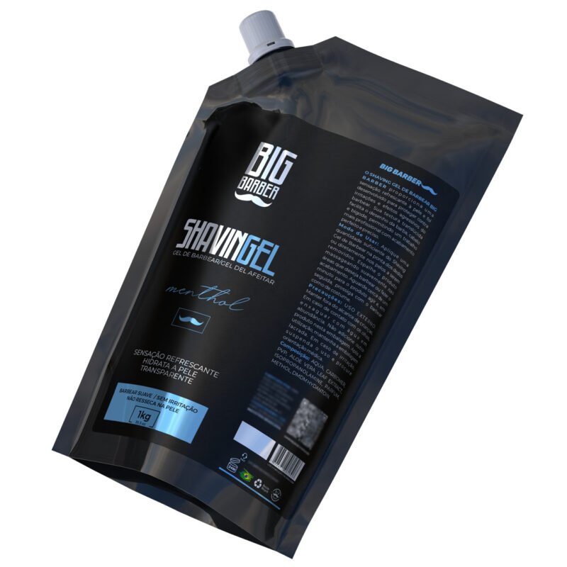 Shaving Gel De Barbear Big Barber Refil 1Kg Menthol Profissional - Imagem 6