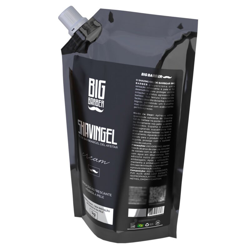 Shaving Gel De Barbear Big Barber Refil 1Kg Cream Profissional - Imagem 5