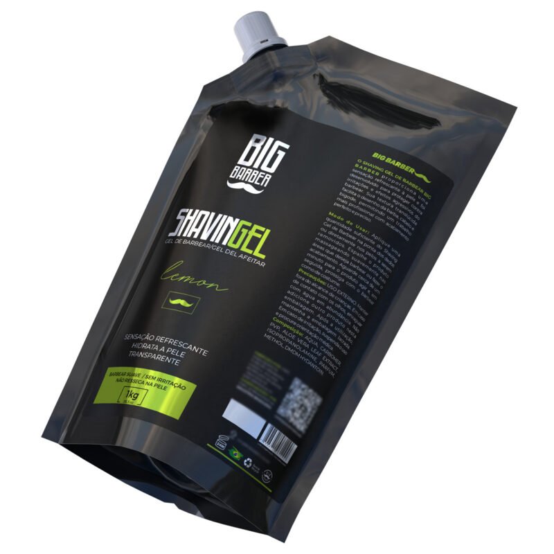 Shaving Gel De Barbear Big Barber Refil 1Kg Lemon Profissional - Imagem 6