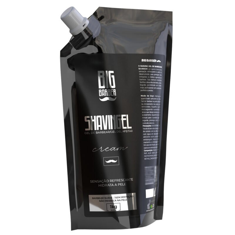 Shaving Gel De Barbear Big Barber Refil 1Kg Cream Profissional - Imagem 4