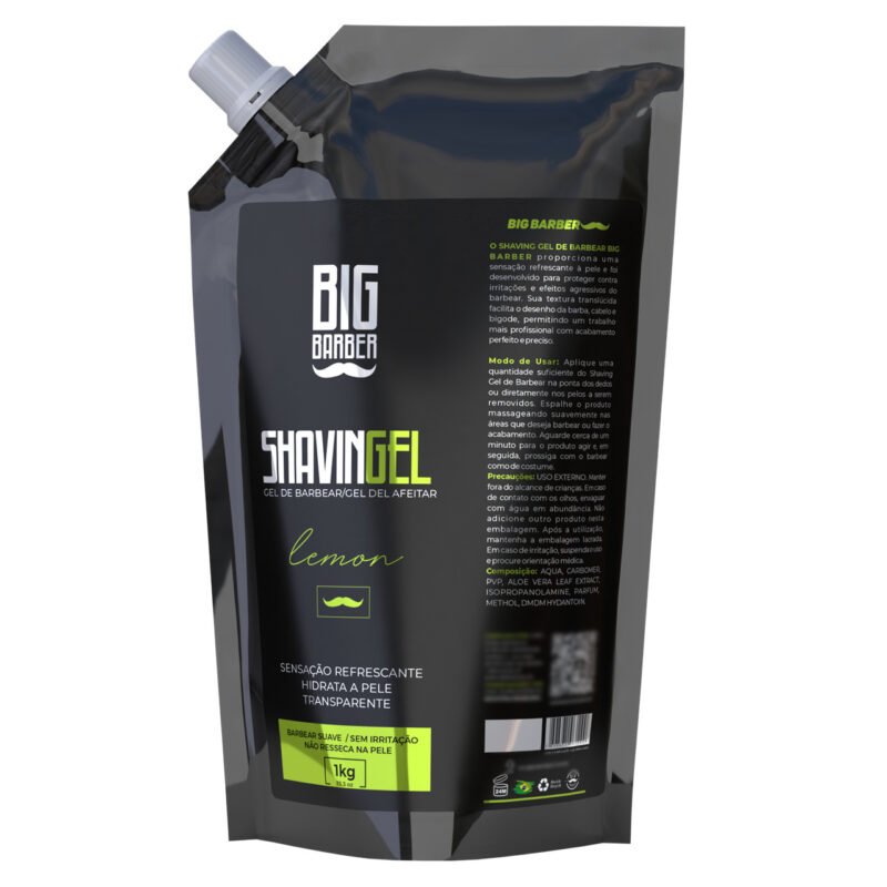 Shaving Gel De Barbear Big Barber Refil 1Kg Lemon Caixa Com 2 Unidades - Imagem 2