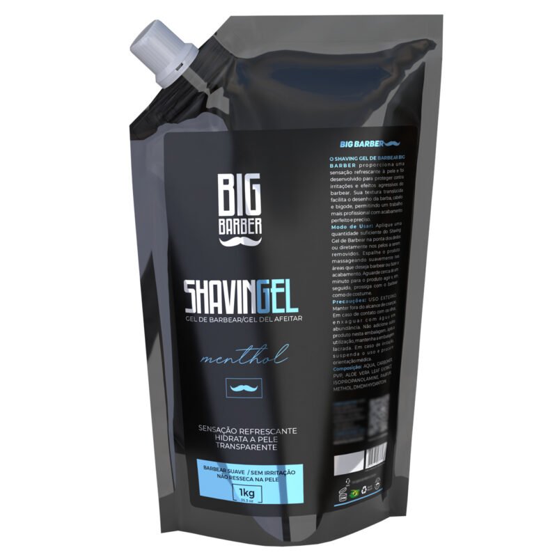 Shaving Gel De Barbear Big Barber Refil 1Kg Menthol Profissional - Imagem 4