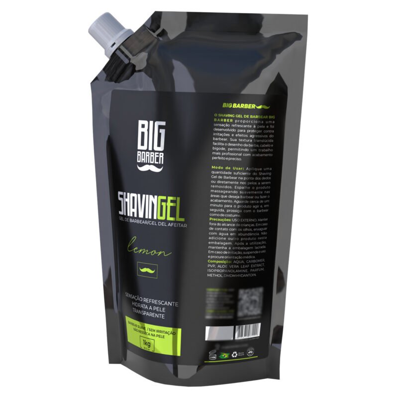 Shaving Gel De Barbear Big Barber Refil 1Kg Lemon Caixa Com 2 Unidades - Imagem 5