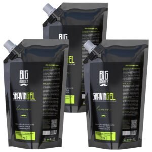 Shaving Gel De Barbear Big Barber Refil 1Kg Lemon Caixa Com 3 Unidades