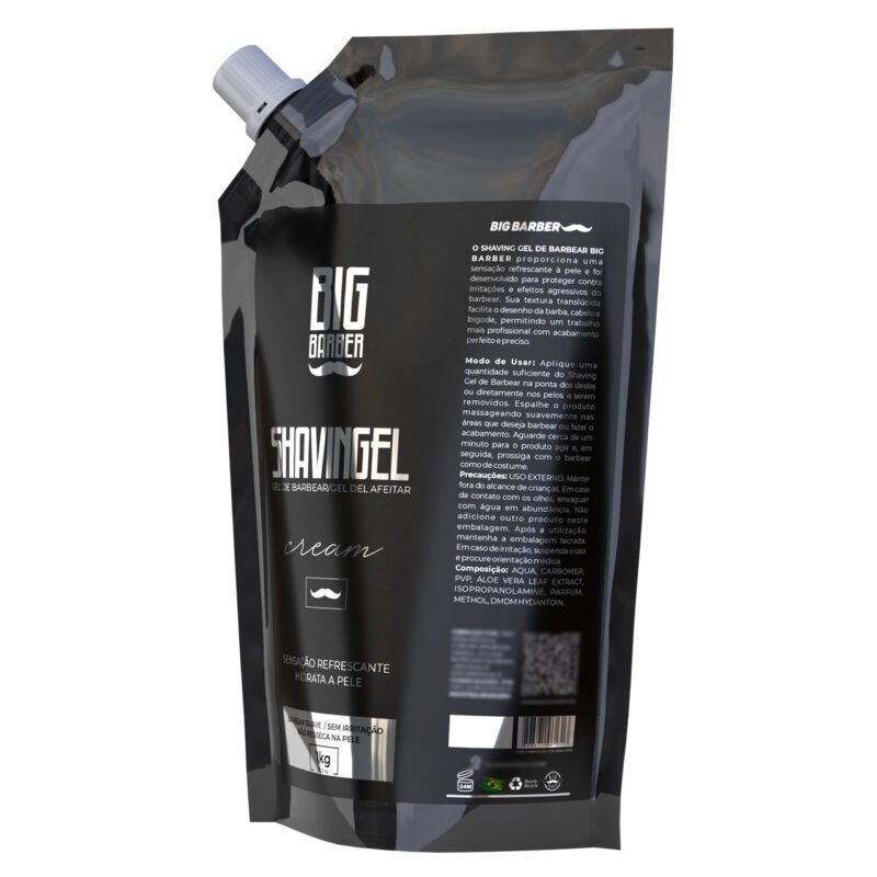 Shaving Gel De Barbear Big Barber Refil 1Kg Cream Profissional - Imagem 3