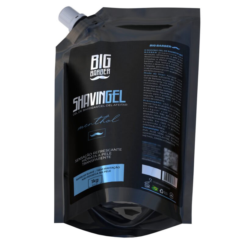 Shaving Gel De Barbear Big Barber Refil 1Kg Menthol Profissional - Imagem 7