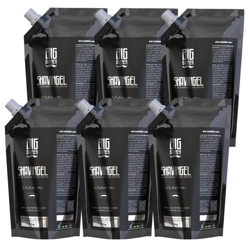 Shaving Gel De Barbear Big Barber Refil 1Kg Cream Caixa Com 6 Unidades