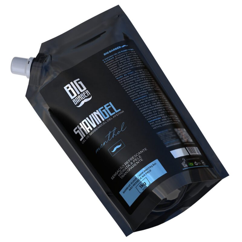 Shaving Gel De Barbear Big Barber Refil 1Kg Menthol Profissional - Imagem 5