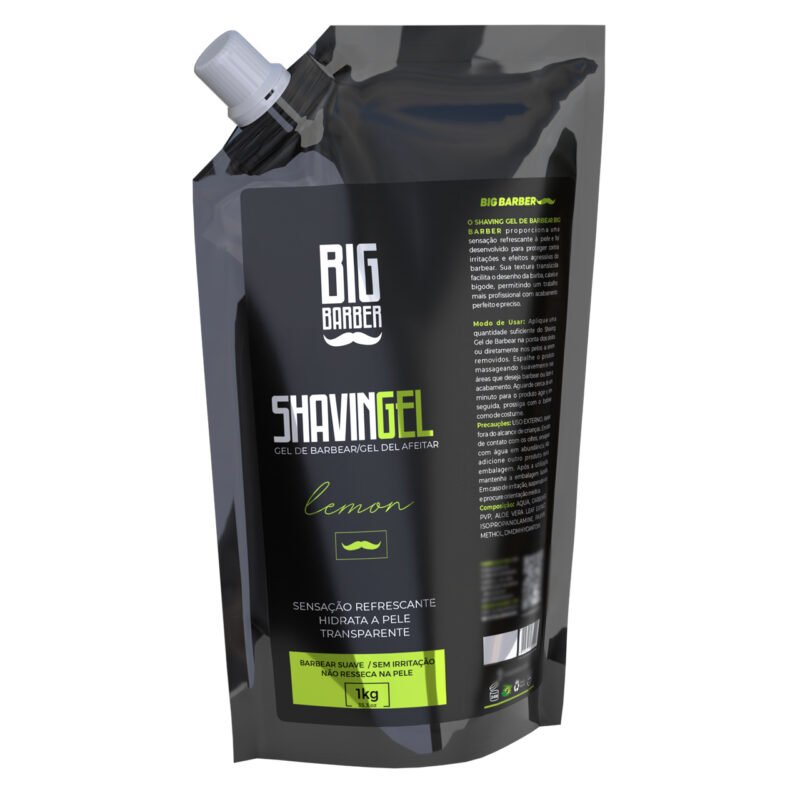 Shaving Gel De Barbear Big Barber Refil 1Kg Lemon Caixa Com 2 Unidades - Imagem 6