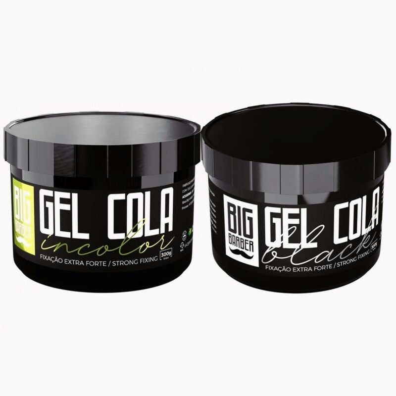 Gel Cola Big Barber 300g Misturado Incolor e Black Fixação Extra Forte - Imagem 6
