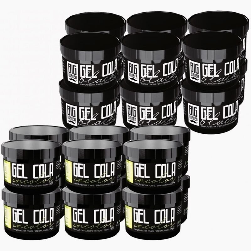 Gel Cola Big Barber 300g Misturado Incolor e Black Caixa Com 24 Unidades