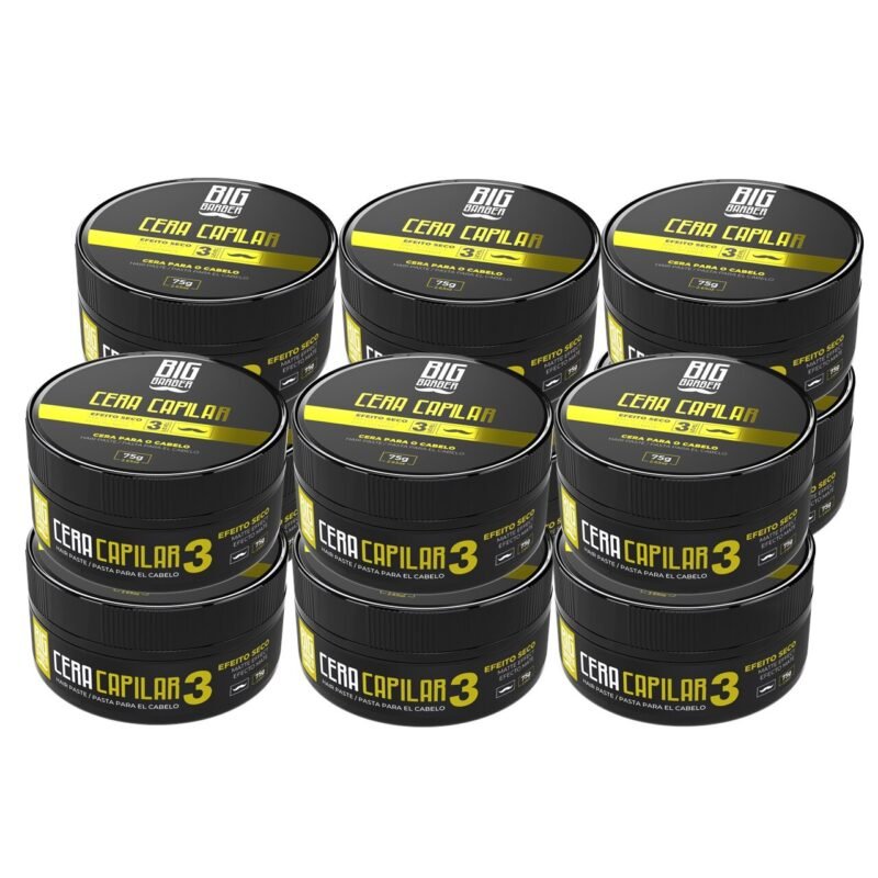 Cera Capilar Big Barber 75g Level 3 Matte Seco Caixa Com 12 Unidades