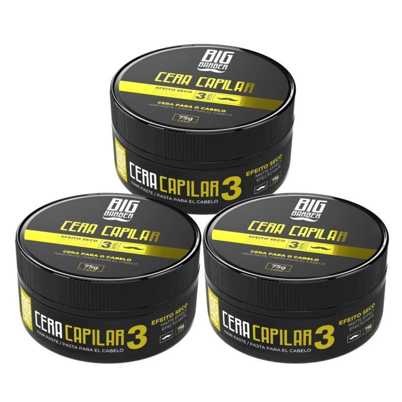 Cera Capilar Big Barber 75g Level 3 Matte Seco Caixa Com 3 Unidades