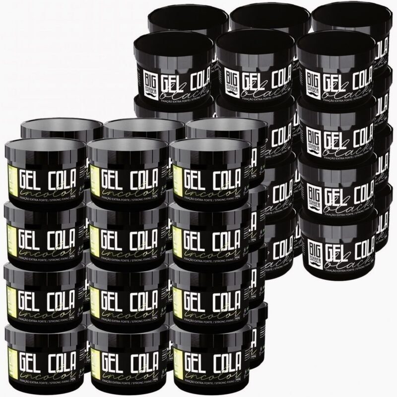 Gel Cola Big Barber 300g Misturado Incolor e Black Caixa Com 48 Unidades