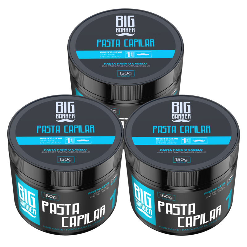 Pasta Capilar Big Barber 150g Level 1 Efeito Leve Caixa Com 3 Unidades