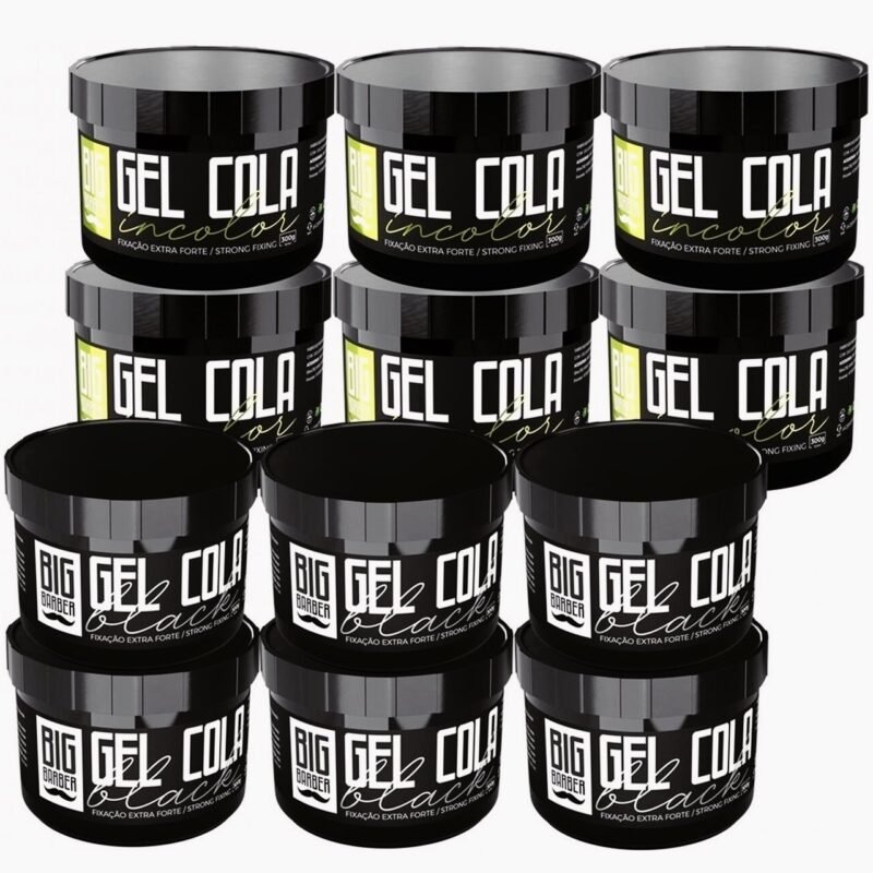 Gel Cola Big Barber 300g Misturado Incolor e Black Caixa Com 12 Unidades