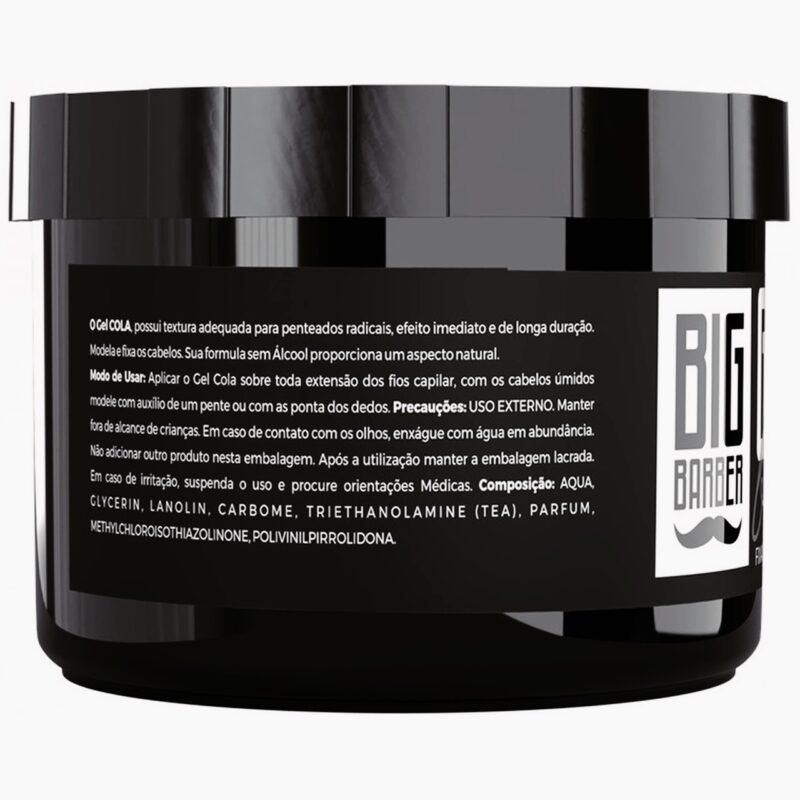 Gel Cola Black Big Barber 300g Pigmentado Caixa Com 12 Unidades - Imagem 6
