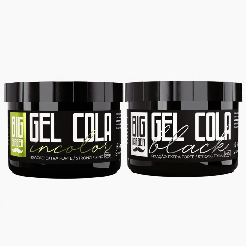 Gel Cola Big Barber 300g Misturado Incolor e Black Fixação Extra Forte