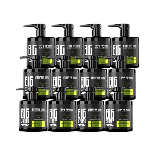 Big Barber - Creme Pré Barba Big Barber 350g Lemon Limpador Facial Esfoliante Caixa Com 12 Unidades