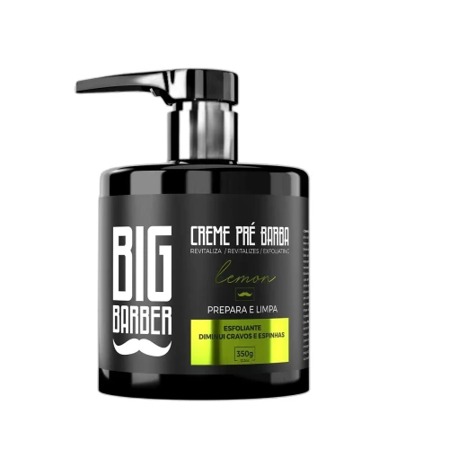 Big Barber - Creme Pré Barba Big Barber 350g Lemon Limpador Facial Esfoliante Caixa Com 12 Unidades