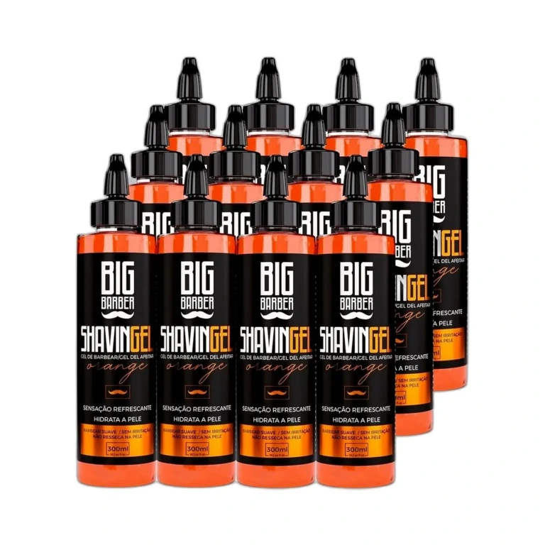 Big Barber – Shaving Gel Barbear Bisnaga Big Barber 300ml Orange Caixa Com 12 Unidades Big Barber - Shaving Gel Barbear Bisnaga Big Barber 300ml Orange Caixa Com 12 Unidades
