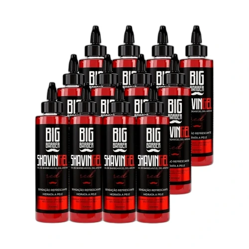 Big Barber - Shaving Gel Barbear Bisnaga Big Barber 300ml Red Caixa Com 12 Unidades
