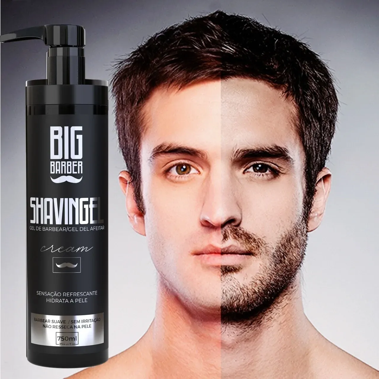 Big Barber – Shaving Gel De Barbear Big Barber 750ml Cream Caixa Com 6 Unidades Big Barber - Shaving Gel De Barbear Big Barber 750ml Cream Caixa Com 6 Unidades