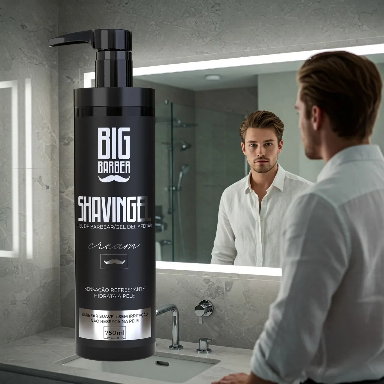 Big Barber – Shaving Gel De Barbear Big Barber 750ml Cream Caixa Com 6 Unidades Big Barber - Shaving Gel De Barbear Big Barber 750ml Cream Caixa Com 6 Unidades