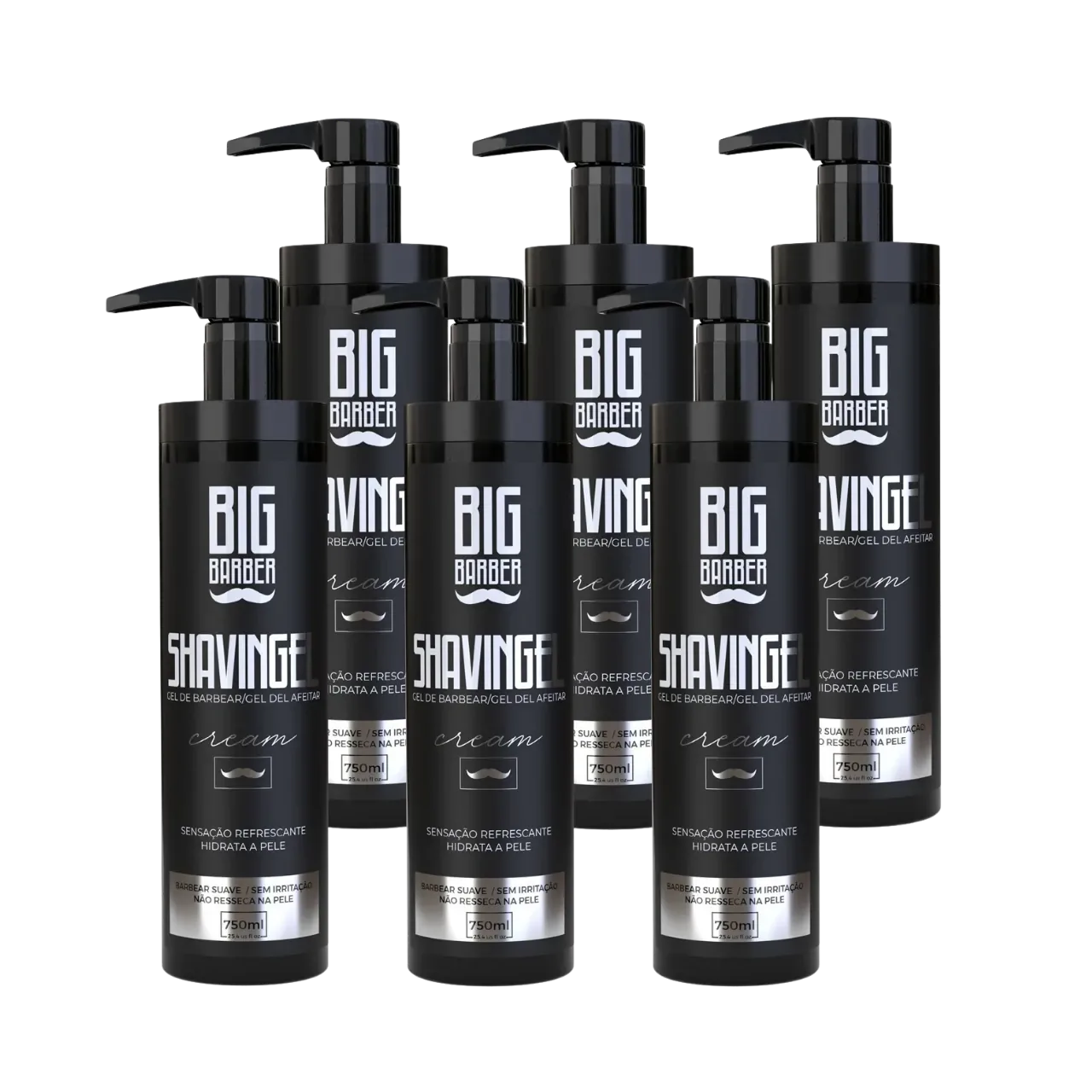 Big Barber – Shaving Gel De Barbear Big Barber 750ml Cream Caixa Com 6 Unidades Big Barber - Shaving Gel De Barbear Big Barber 750ml Cream Caixa Com 6 Unidades