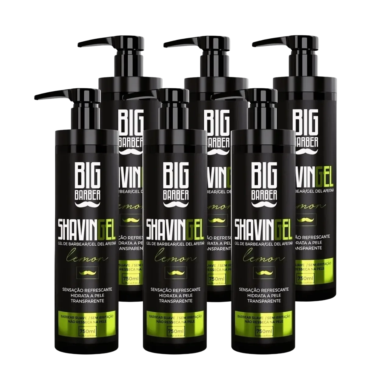 Big Barber - Shaving Gel De Barbear Big Barber 750ml Lemon Caixa Com 6 Unidades