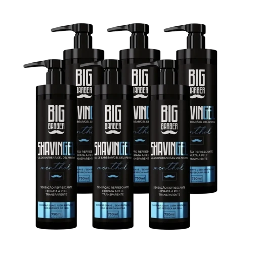 Big Barber - Shaving Gel De Barbear Big Barber 750ml Menthol Caixa Com 6 Unidades