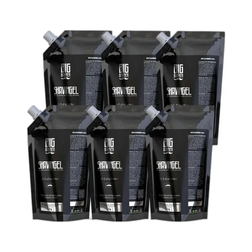 Big Barber - Shaving Gel De Barbear Big Barber Refil 1Kg Cream Caixa Com 6 Unidades