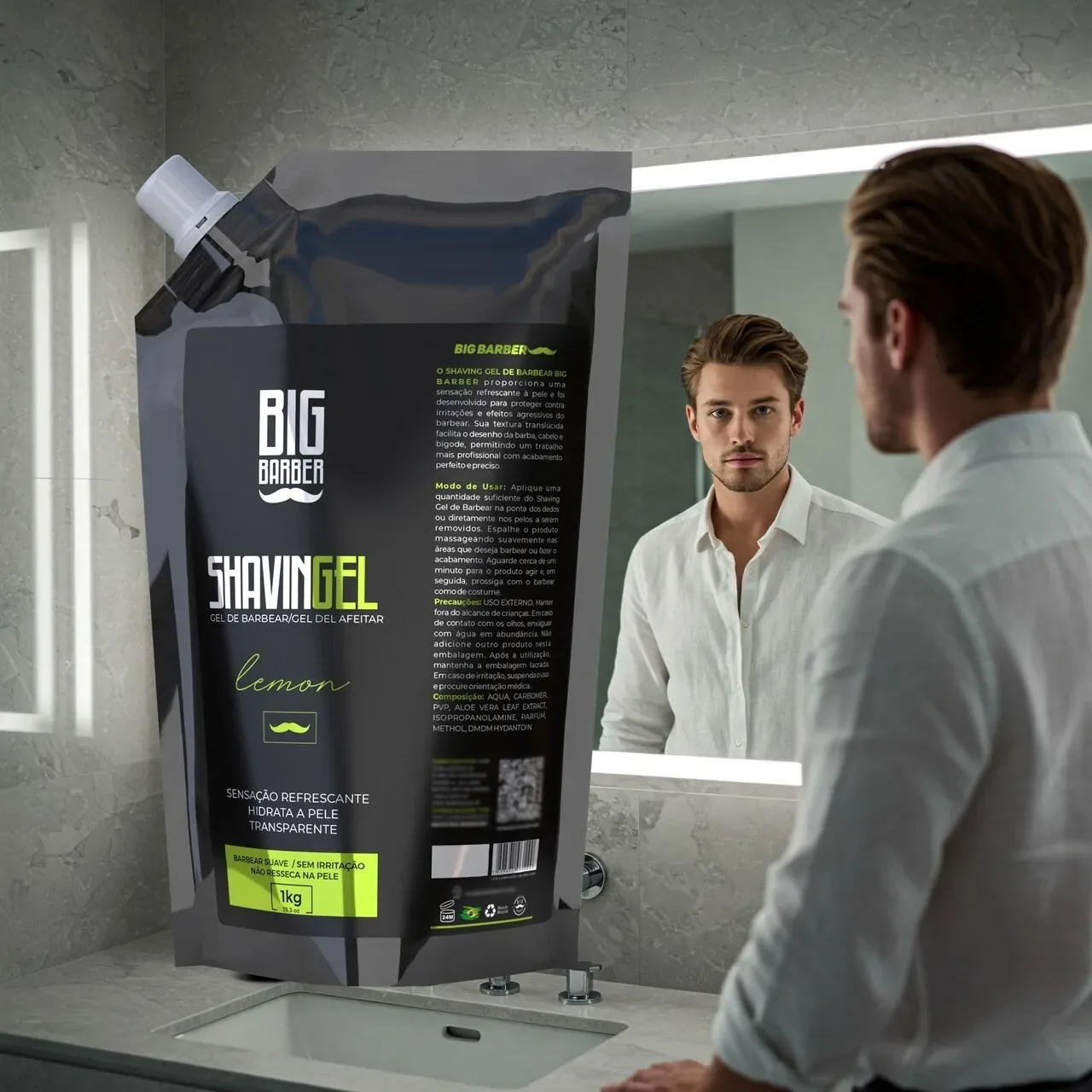 Big Barber – Shaving Gel De Barbear Big Barber Refil 1Kg Lemon Caixa Com 6 Unidades Big Barber - Shaving Gel De Barbear Big Barber Refil 1Kg Lemon Caixa Com 6 Unidades