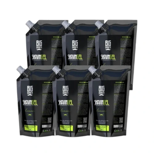 Big Barber - Shaving Gel De Barbear Big Barber Refil 1Kg Lemon Caixa Com 6 Unidades