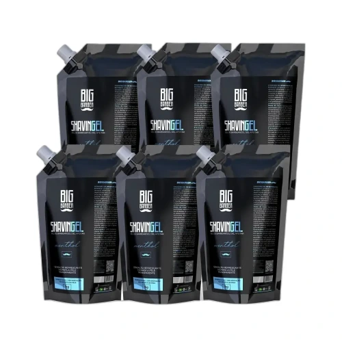 Big Barber - Shaving Gel De Barbear Big Barber Refil 1Kg Menthol Caixa Com 6 Unidades